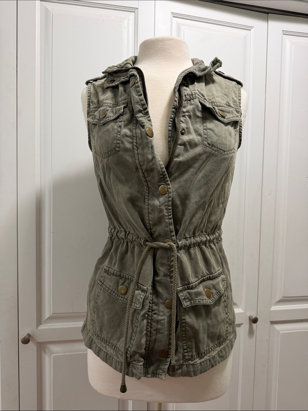 Altar'd State Olive Utility Drawstring Vest